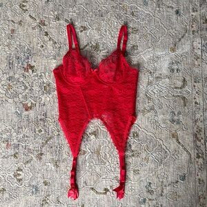 Vintage Red Lace Lingerie with Garter 🌹